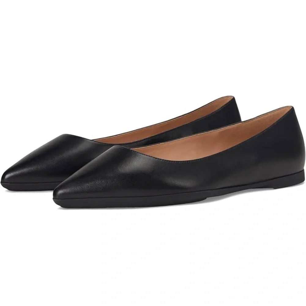 Ann Taylor Black Textured Leather Flats
